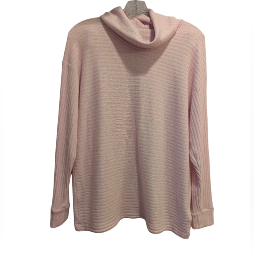 GAP Womens Sweater Ribbed Funnel Neck Long Sleeve Top Soft Pink Sz Medium *GUC